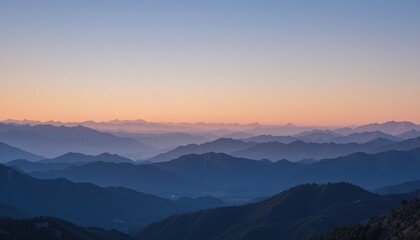 Serene Mountain Landscape at Dusk with Soft Colorful Horizon