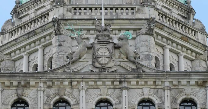 Detail of the Parliament Buildings facade,Victoria, Canada, British Columbia.