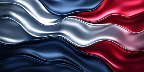 Fototapeta premium Abstract Background with Wavy Metallic Red Blue and Silver Flowing