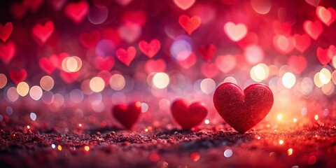 Obraz premium Romantic Red Hearts Bokeh Valentine's Day Background