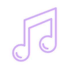 A vibrant neon illustration of two glowing musical notes, symbolizing music, sound, melody, and artistic expression in a futuristic style