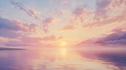 Fototapeta premium Serene Morning Sunrise Over Calm Beach with Vibrant Colors