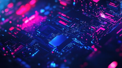 Fototapeta premium Vibrant Futuristic Gaming Background with Bright Blue and Pink Lights