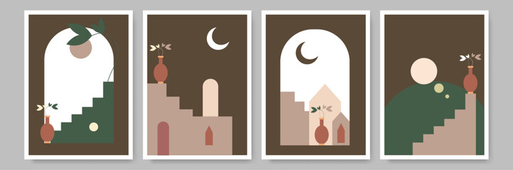 Hand drawn flat design boho wall art