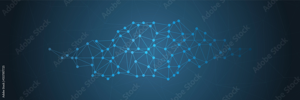 Aufkleber abstract polygonal technology futuristic network background with connecting dots and lines. global n