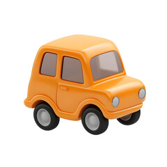 Retro bus is depicted in a 3d style.Cartoon plastic style minimal on transparent white background