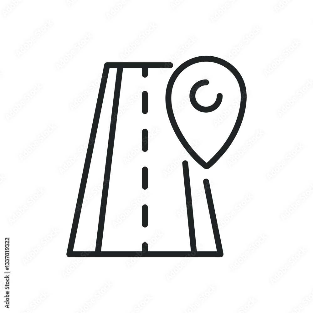 Poster road map thin line icons. editable stroke and perfect pixel on transparent background