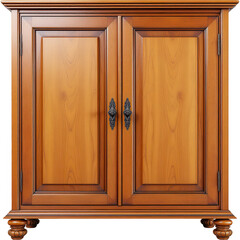 Elegant Wooden Cabinet with Decorative Doors isolated on white background