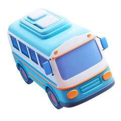 Retro bus is depicted in a 3d style.Cartoon plastic style minimal