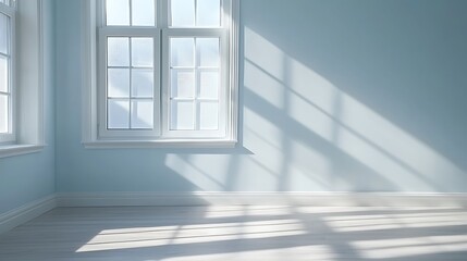 Obraz premium Abstract light patterns in a blue room texture background interior viewpoint calm environment