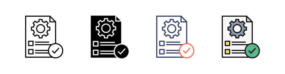Approval Multi Style Icon Set Vector 
