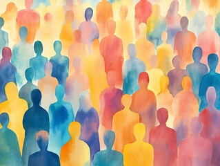 Crowd concept background Watercolor design element
