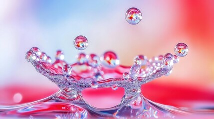 Fototapeta premium Colorful Water Splash with Droplets Over Vibrant Background