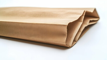 Folded paper bag on white background