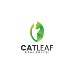 Cat Leaf Gradient Colorful Logo