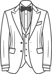 Art tuxedo suit fashion illustration technical drawing template design
