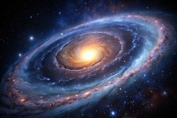 Silhouette of Spiral Galaxy and Interacting Dwarf Galaxy