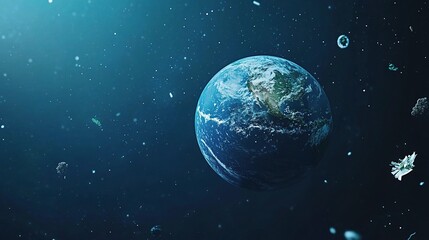Obraz premium Stunning Deep Blue Planet Earth Floating in Space with Details
