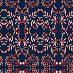 Obraz premium Abstract flower blooming design. Pattern with floral seamless. Grunge textured abstract art vector with flower and plants in watercolor style. 