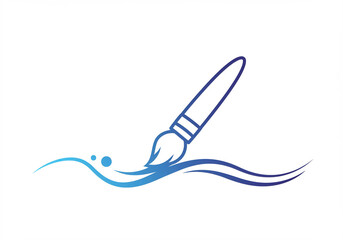 Blue and Purple Paintbrush Wave Abstract Design