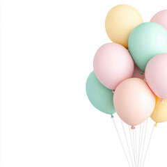 Pastel balloons floating against soft background, celebrating joyful occasion