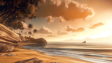 Tropical Sunset Serenity: A Tranquil Beach Escape