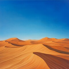 Expansive Orange Sand Dunes Under a Vivid Blue Sky