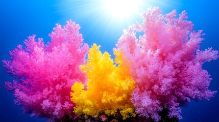 Colorful Coral Reef Underwater Scene with Vibrant Sea Life