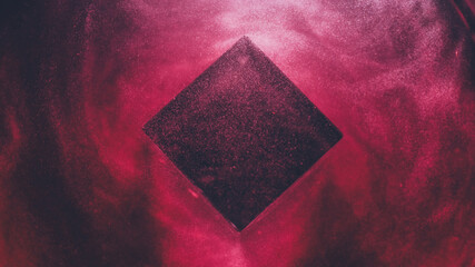 Smoke twist. Paint water. Pink purple color stream mystic cube vapor. Steam shine powder occult fluid abstract defocused background.