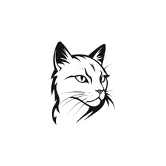 Hand drawn cute cat Ideal for logo, postcard, book, poster, banner. Vector illustration