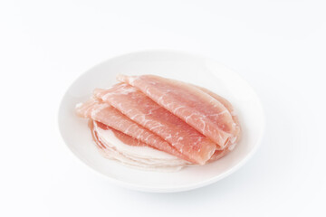 お皿に載った生ハムロースのスライス