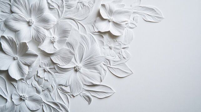 Elegant white floral bas-relief (1)