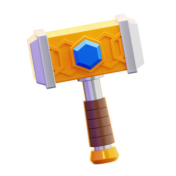 viking hammer 3d icon illustration