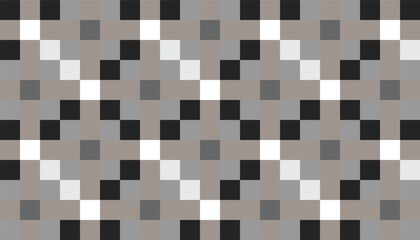 Seamless geometric pattern combining black, white and grey squares for an elegant impression. Perfect for backgrounds, textiles and printing