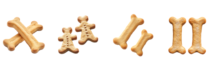 Variety of Dog Biscuits in Bone-Shaped Designs. Set