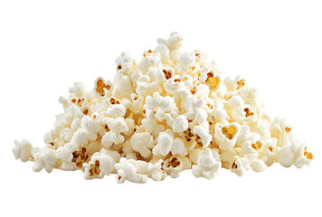 Popped Fluffy White Popcorn on Bright Minimalistic Background.