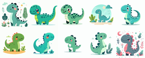 collection of cute dinosaur cartoon © Izzul