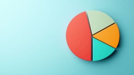 Fototapeta premium Colorful pie chart on a blue background. Concept of business, finance, statistics, and data visualization.