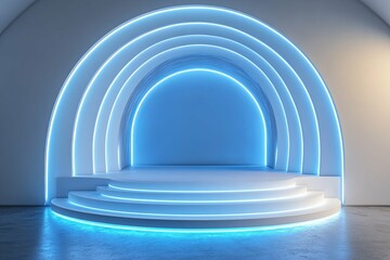 Naklejka premium An illuminated stage with a layered and rounded structure