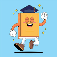 Cartoon book with graduation hat