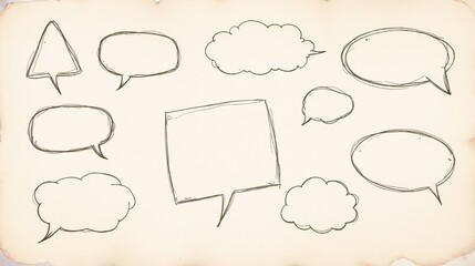 Fototapeta premium Empty speech bubbles and shapes on a textured background, ideal for creative discussions and presentations