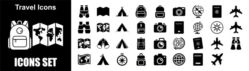 Travel & Tourism Icon Set – Vacation & Adventure Symbols