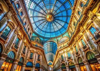 Obraz premium Surreal Milan: Vittorio Emanuele II Gallery, Dreamlike Architecture, Italy