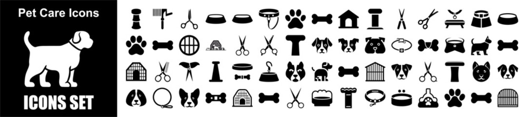 Pet & Animal Icon Set – Care, Grooming & Wildlife