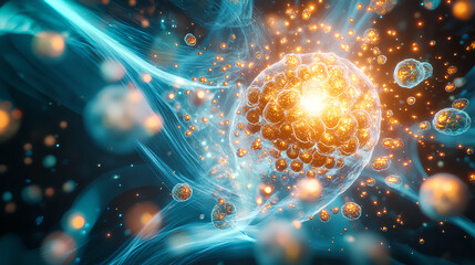 Futuristic digital visualization of human metabolism with glowing micronutrient streams and energy pulses in vibrant colors  
