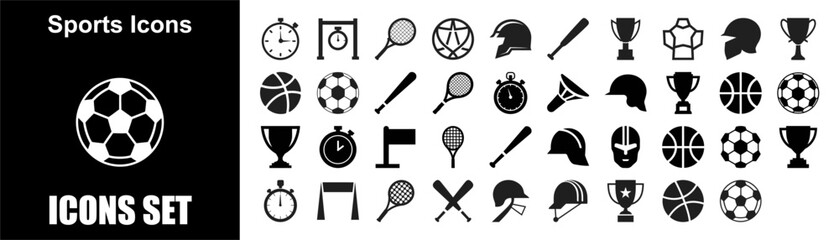 Obraz premium Sports Icon Set – Playing, Exercise & Active Lifestyle