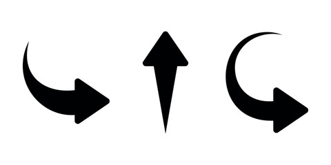 collection of simple black arrow directions
