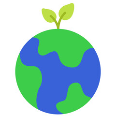 Globe with sprouting plant, Planting tree concept vector illustration