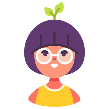 Cute child with a sprouting plant growing on their head vector illustration