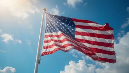 Obraz premium Glorious Fireworks Illuminate the American Flag on Independence Day